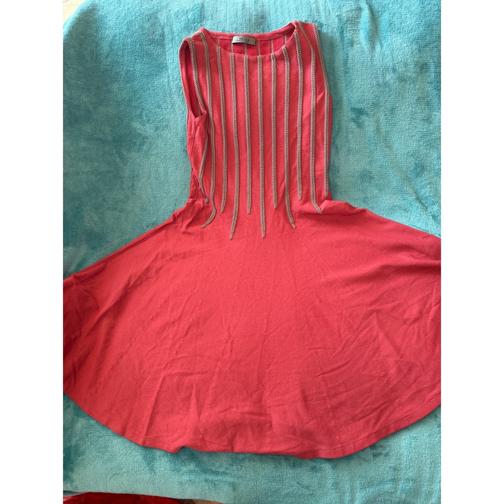She is So Italy Coral Red Sleeveless‎ Corded Knit Fit and Flare Skater Dress 42